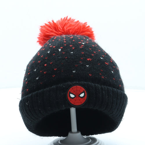 George Boys Black Polka Dot Acrylic Bobble Hat One Size - Spiderman
