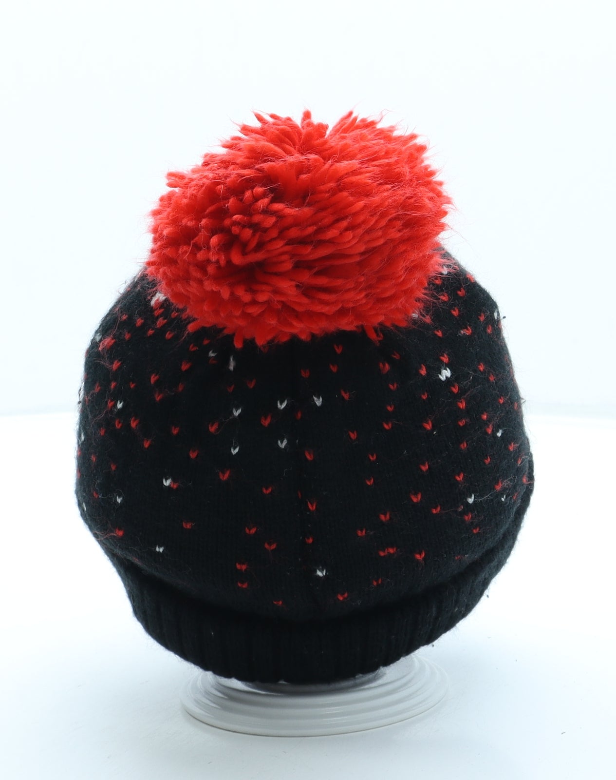 George Boys Black Polka Dot Acrylic Bobble Hat One Size - Spiderman
