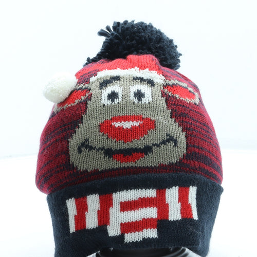 Preworn Mens Blue Acrylic Beanie One Size - Reindeer