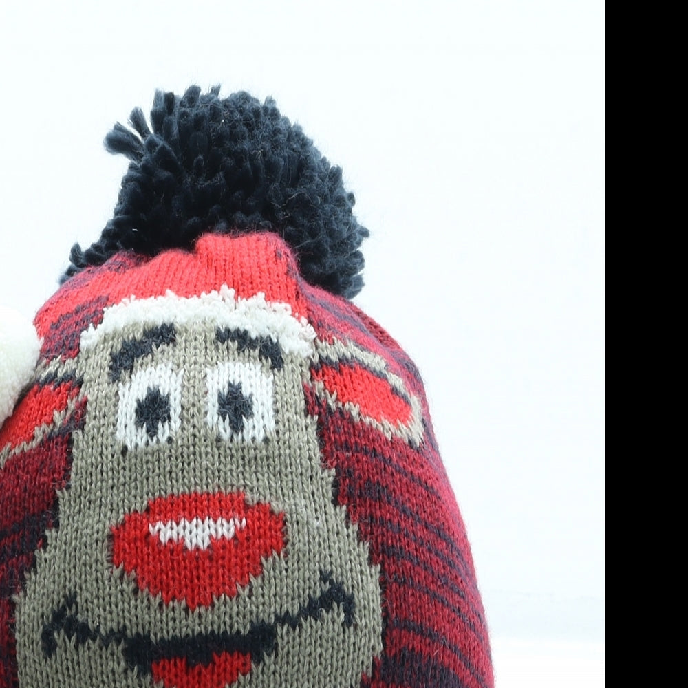 Preworn Mens Blue Acrylic Beanie One Size - Reindeer
