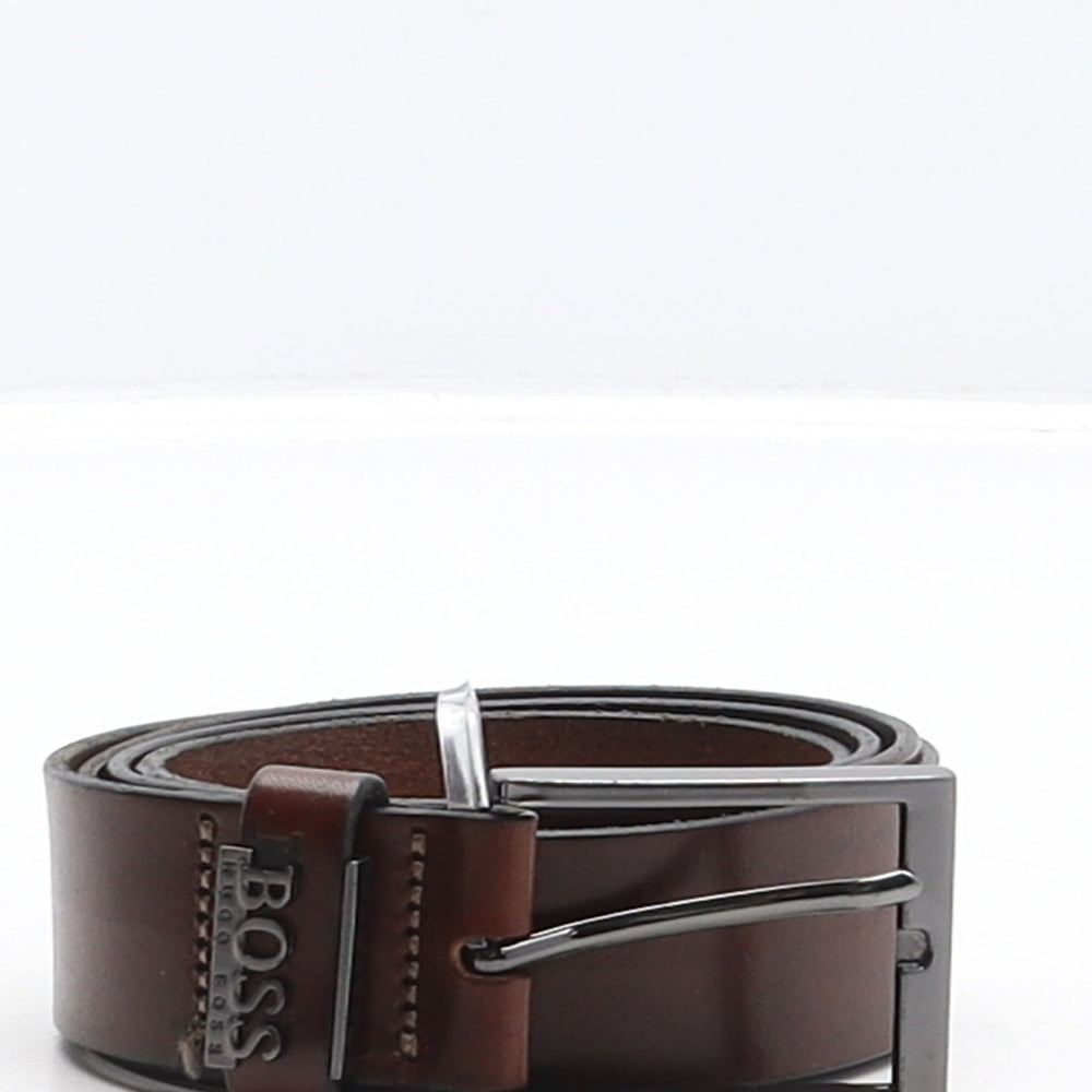 HUGO BOSS Mens Brown Solid Leather Dress Belt Belt Size 36
