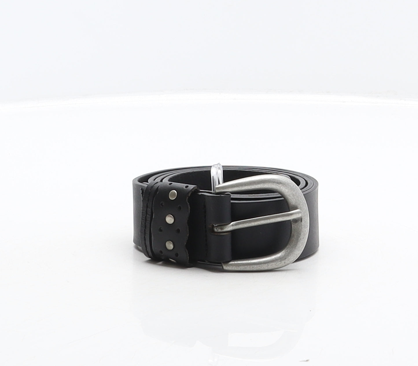 F&F Womens Black Solid Leather Basic Belt Belt Size M