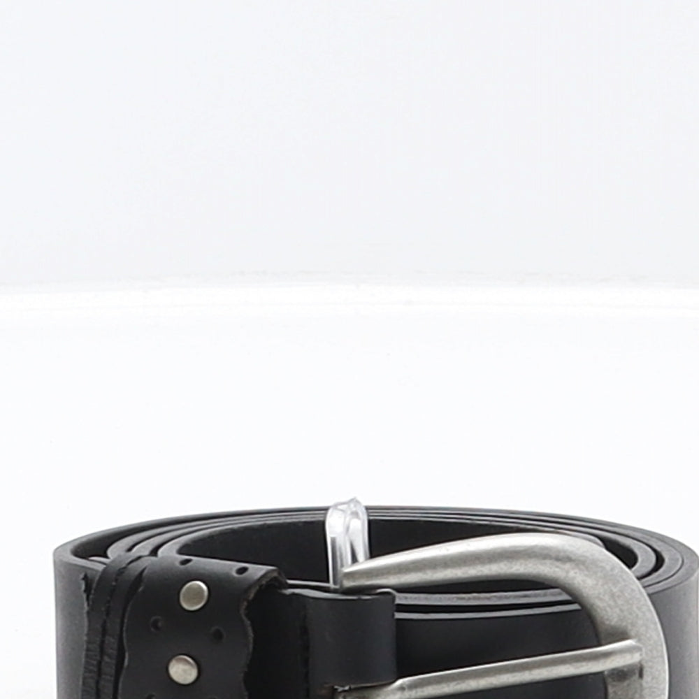 F&F Womens Black Solid Leather Basic Belt Belt Size M