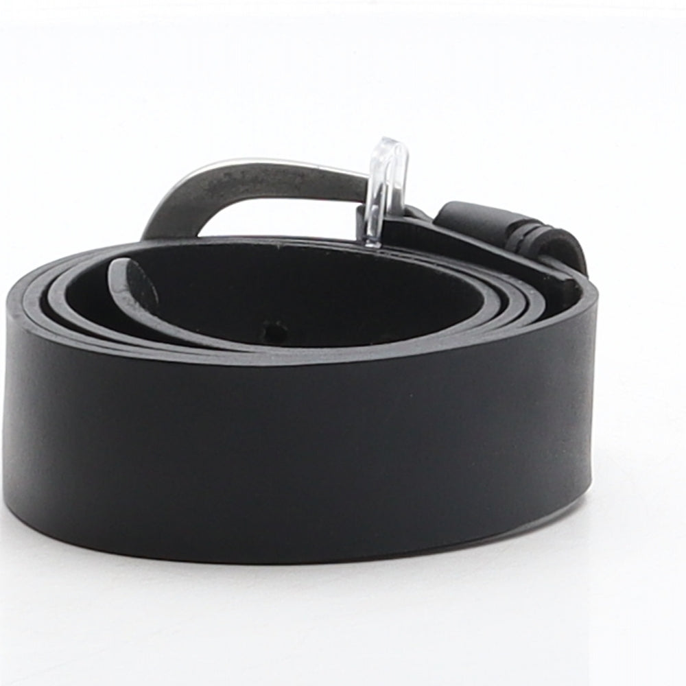 F&F Womens Black Solid Leather Basic Belt Belt Size M