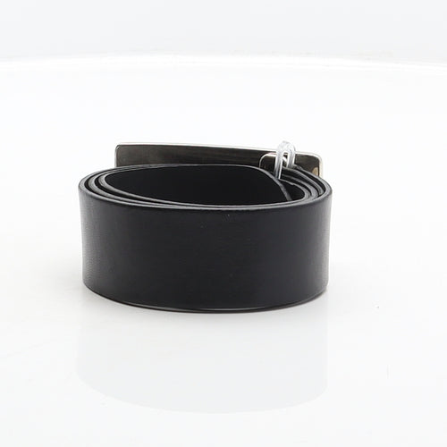 Fiore Womens Black Solid Synthetic Fashion Belt Belt Size S - British Flag buckle