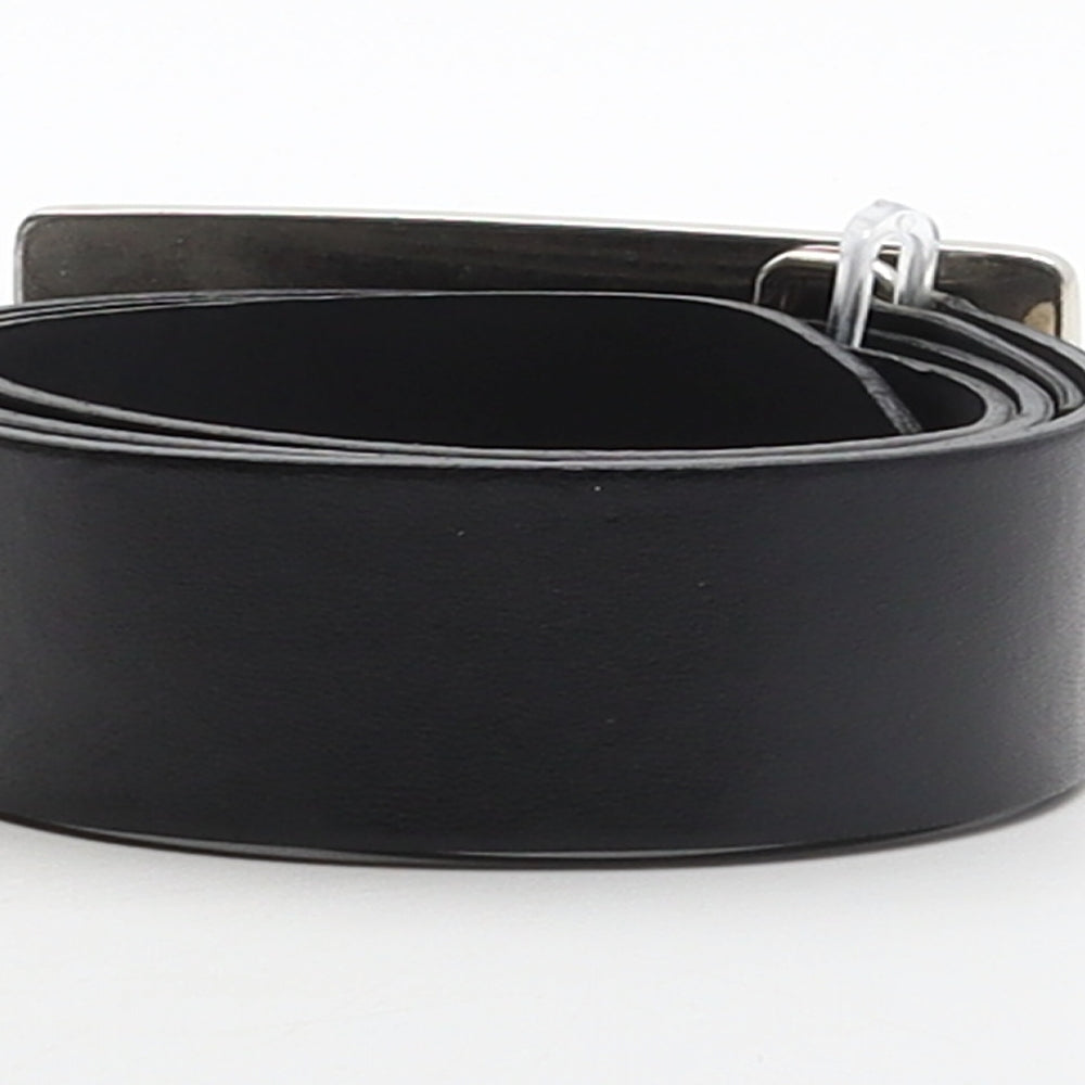 Fiore Womens Black Solid Synthetic Fashion Belt Belt Size S - British Flag buckle