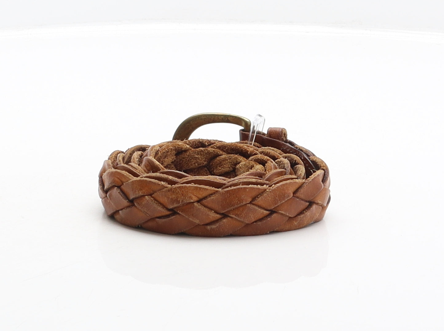 Preworn Mens Brown Solid Leather Braided/Woven Belt Belt Size 36