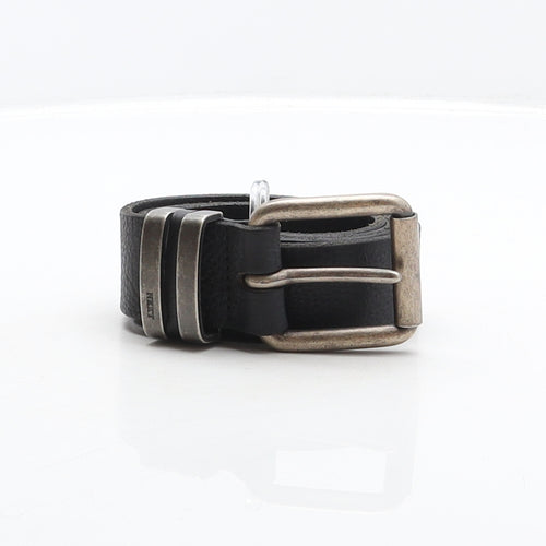 NEXT Mens Black Solid Leather Dress Belt Belt Size M