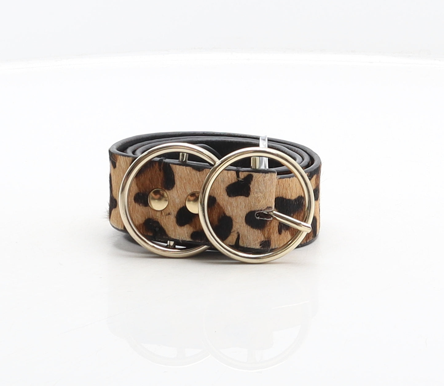 River Island Womens Brown Animal Print Leather Fashion Belt Belt Size S - Leopard print