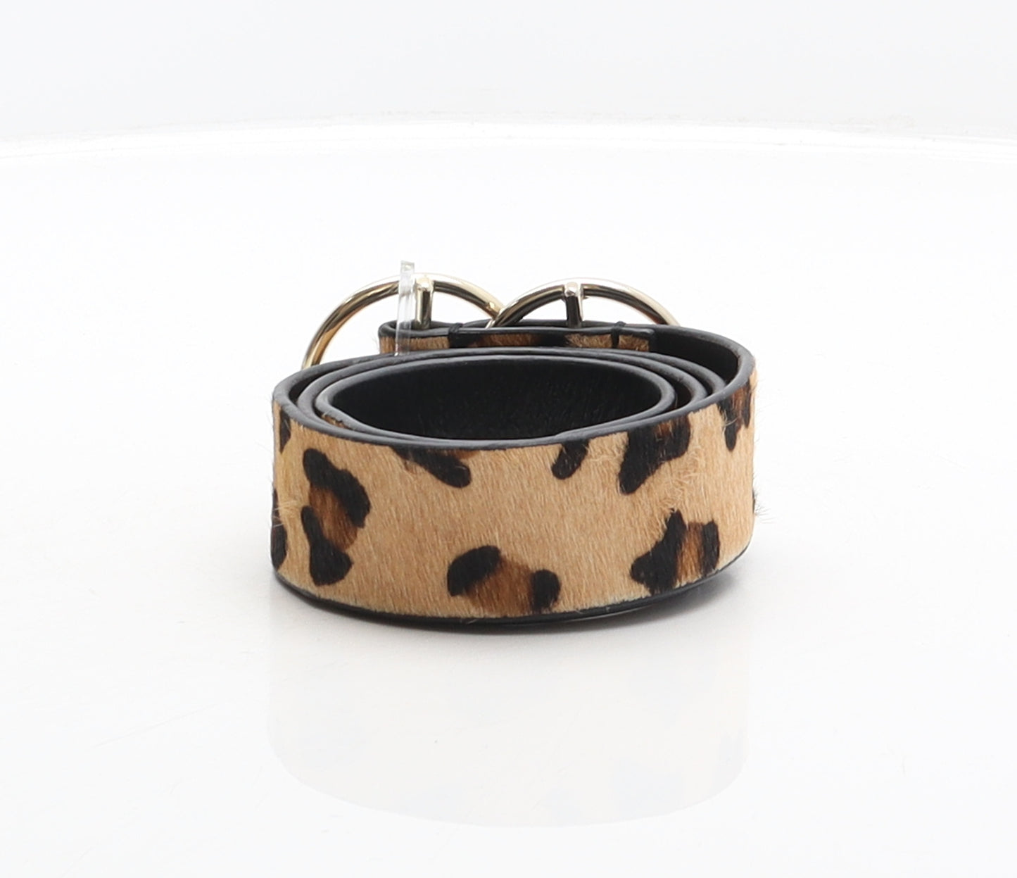 River Island Womens Brown Animal Print Leather Fashion Belt Belt Size S - Leopard print