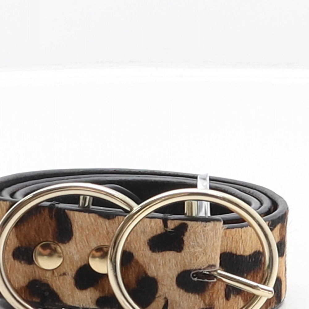 River Island Womens Brown Animal Print Leather Fashion Belt Belt Size S - Leopard print