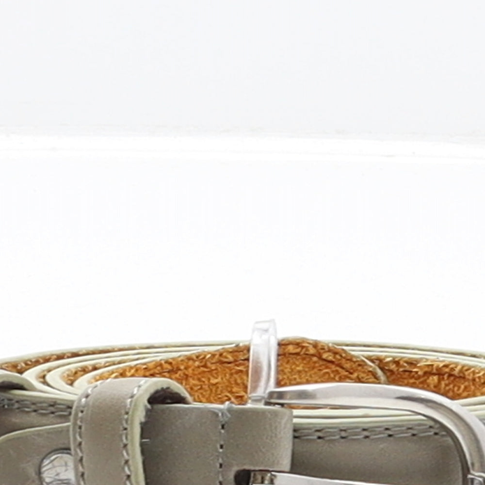 Preworn Womens Grey Solid Leather Adjustable Belt Belt One Size