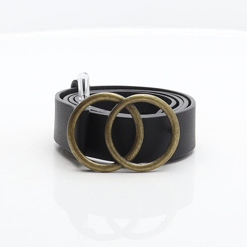 Matalan Womens Black Solid Polyurethane Fashion Belt Belt Size L
