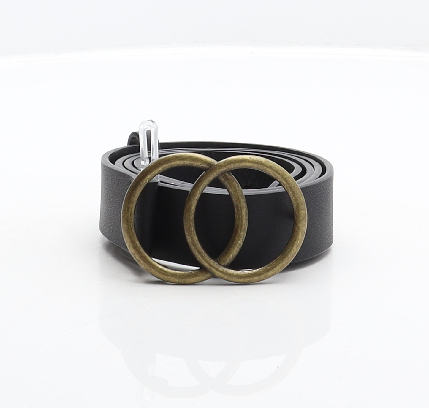 Matalan Womens Black Solid Polyurethane Fashion Belt Belt Size L