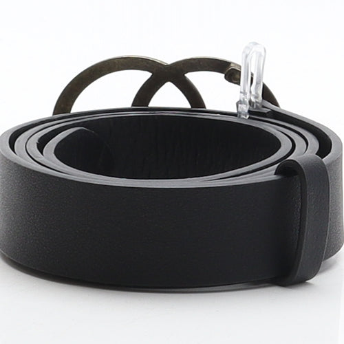 Matalan Womens Black Solid Polyurethane Fashion Belt Belt Size L