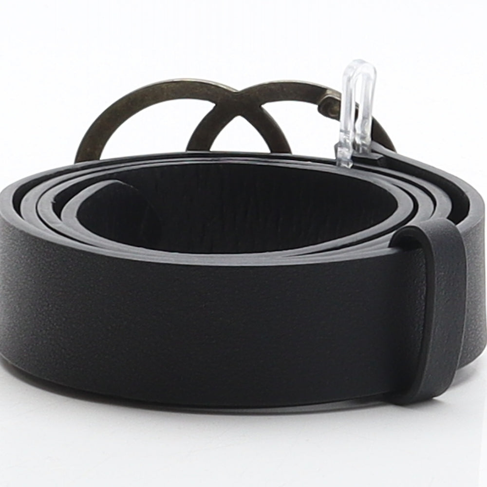 Matalan Womens Black Solid Polyurethane Fashion Belt Belt Size L