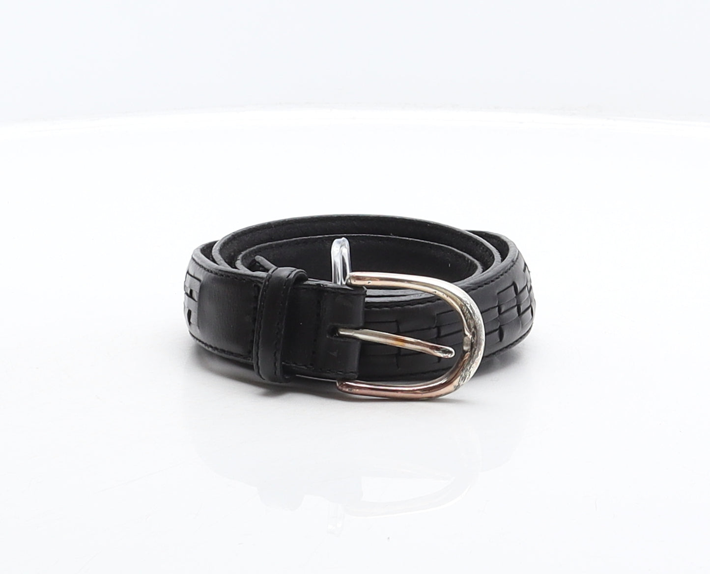 Preworn Mens Black Solid Leather Western Belt Belt Size 36