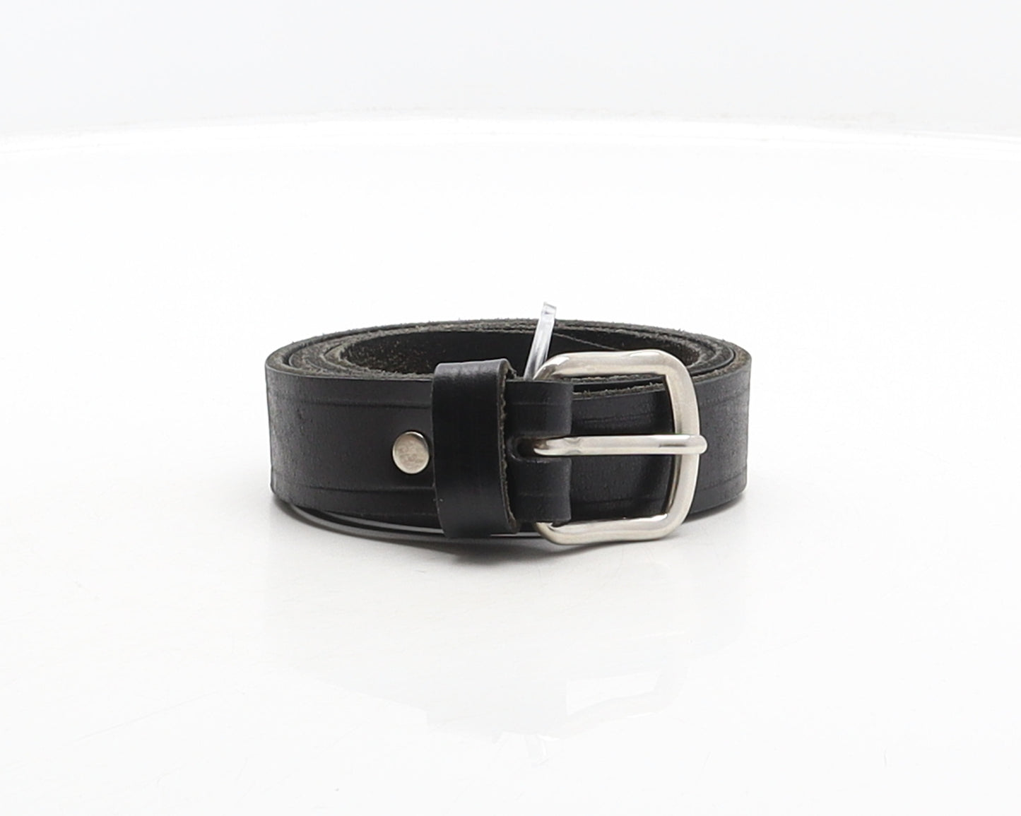 Preworn Mens Black Solid Leather Dress Belt Belt One Size