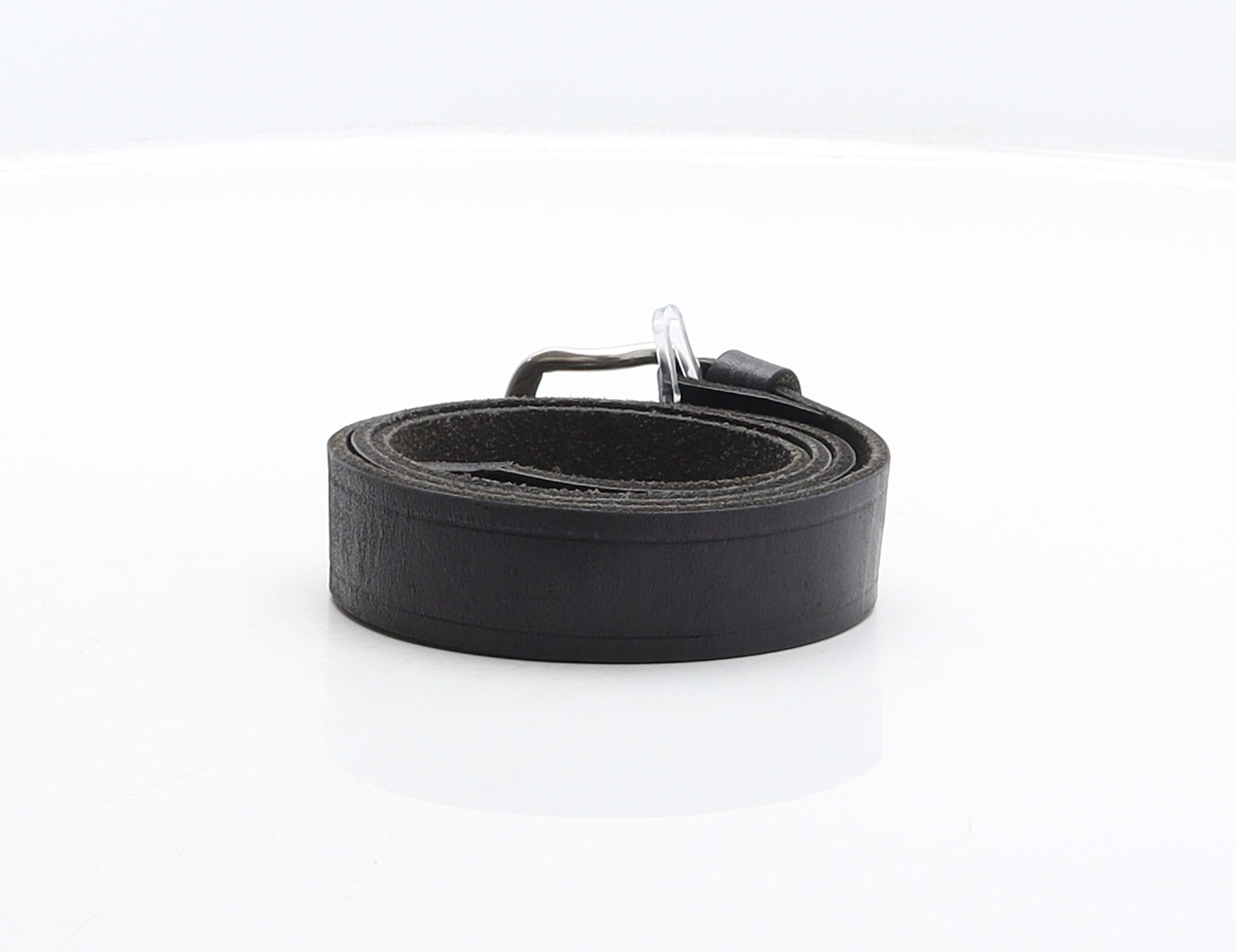Preworn Mens Black Solid Leather Dress Belt Belt One Size
