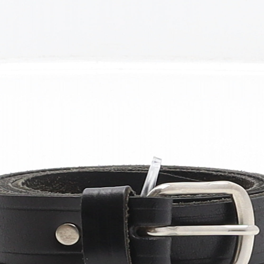 Preworn Mens Black Solid Leather Dress Belt Belt One Size