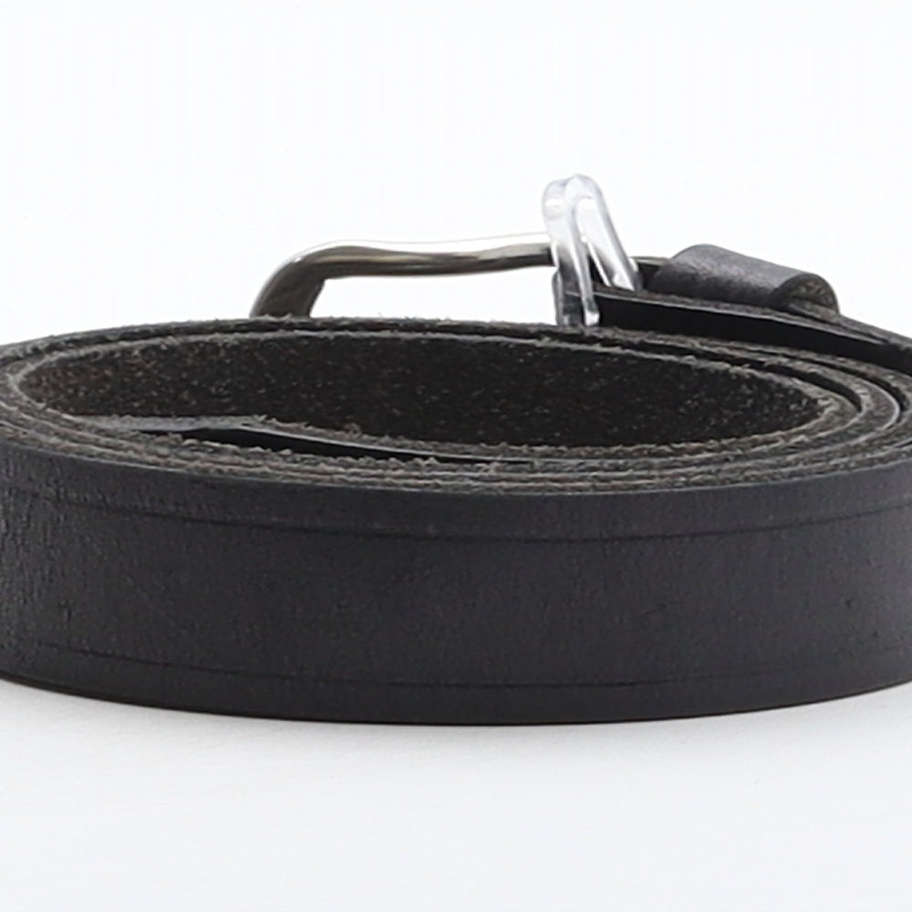 Preworn Mens Black Solid Leather Dress Belt Belt One Size