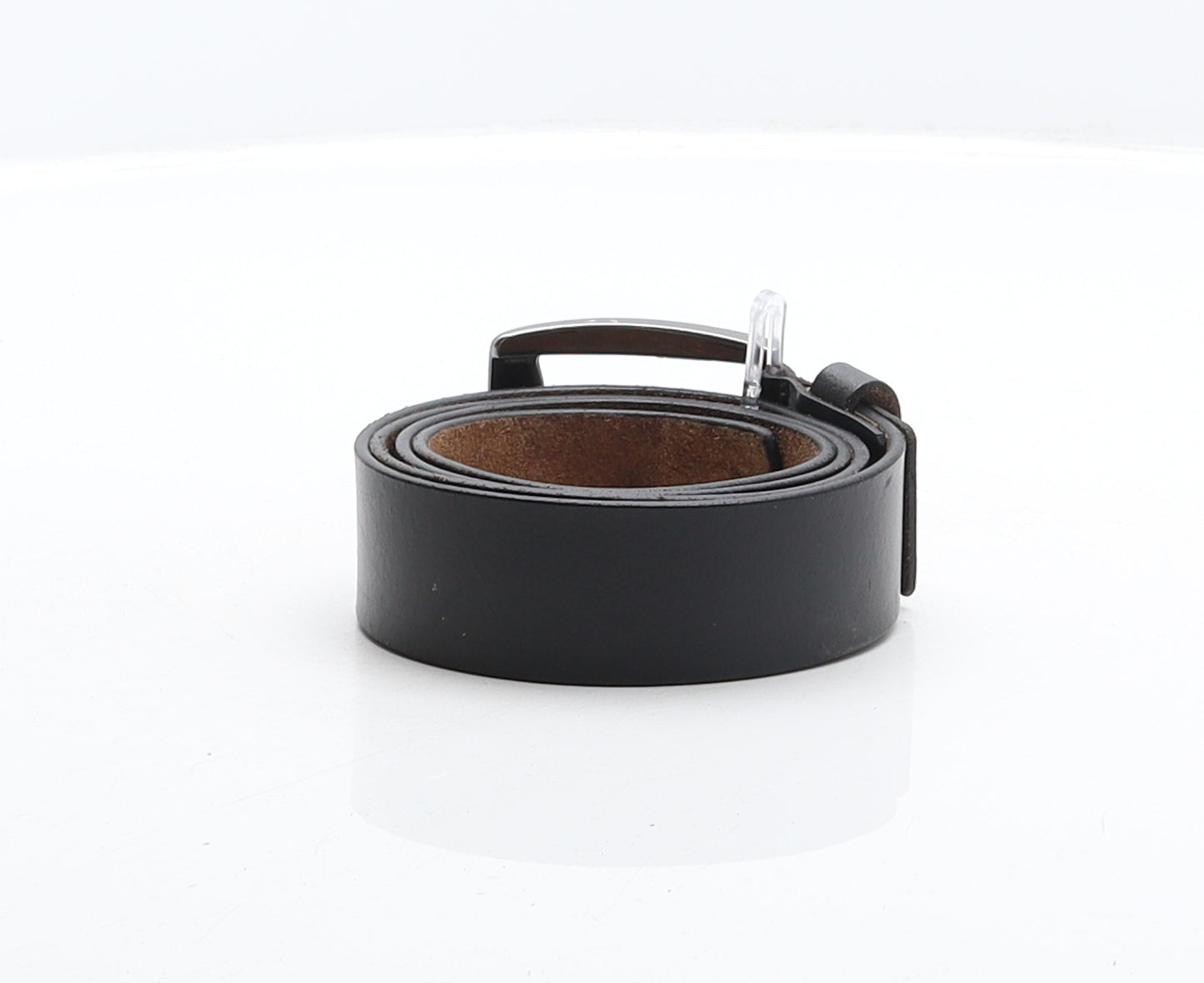 Preworn Mens Black Solid Leather Dress Belt Belt One Size