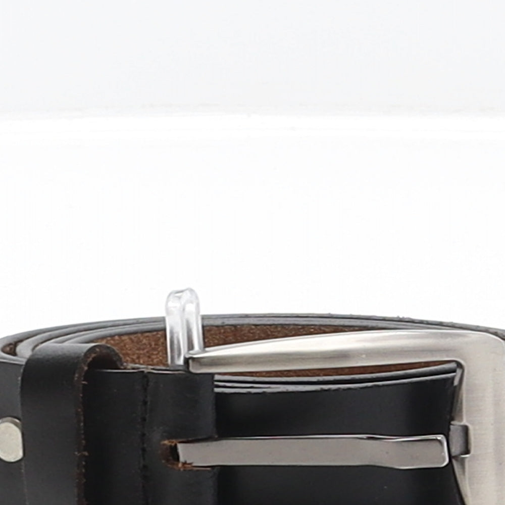 Preworn Mens Black Solid Leather Dress Belt Belt One Size