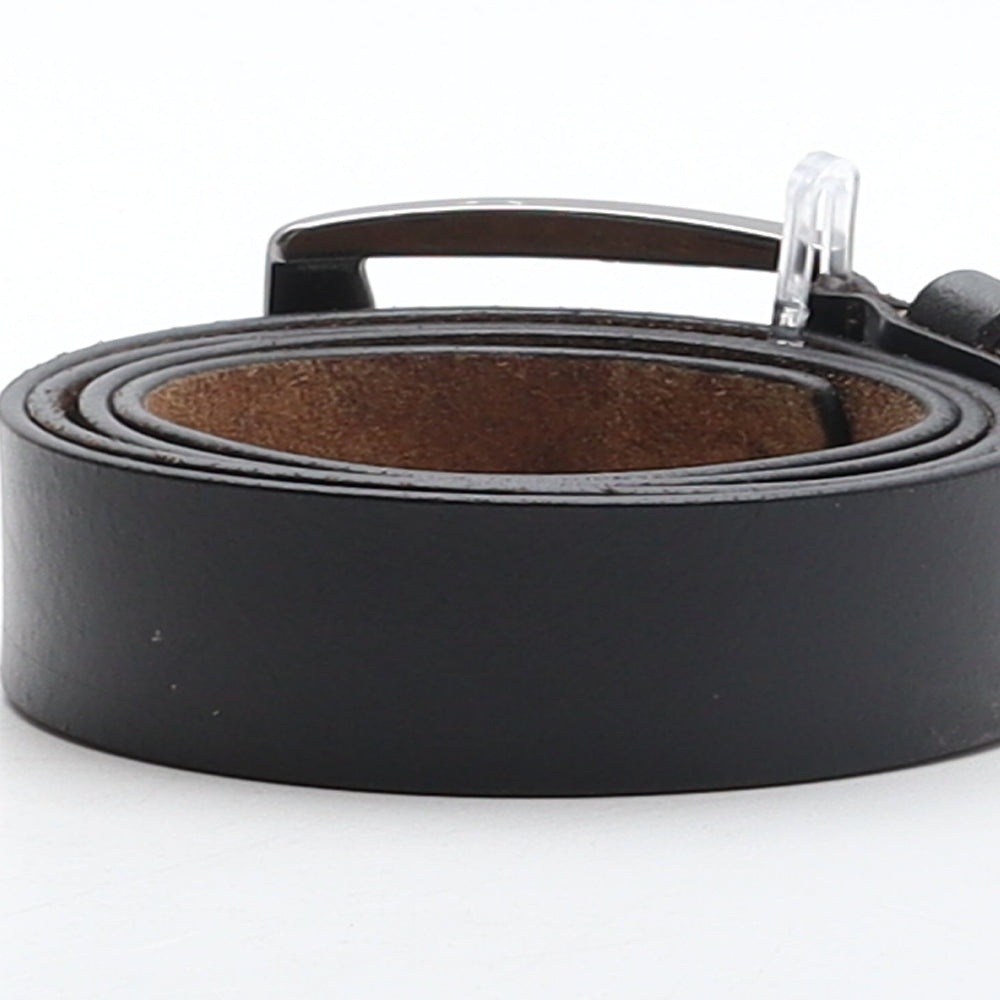 Preworn Mens Black Solid Leather Dress Belt Belt One Size