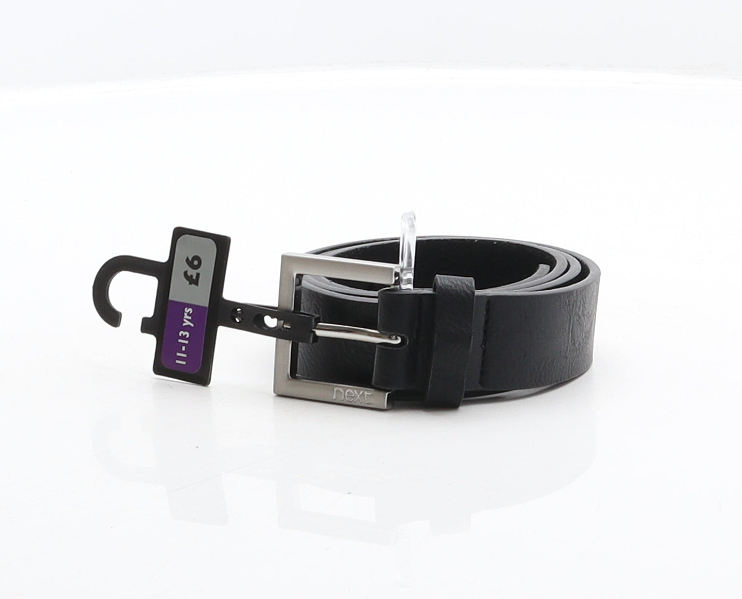 NEXT Mens Black Solid Leather Dress Belt Belt One Size