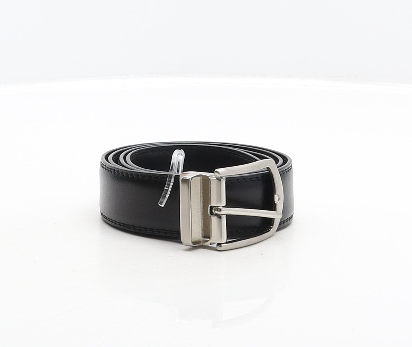 King&Co Mens Black Solid Leather Dress Belt Belt Size L