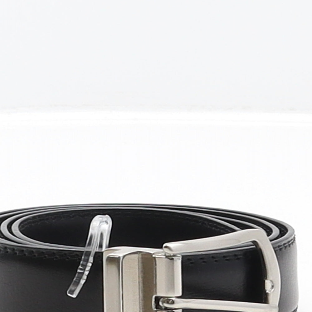 King&Co Mens Black Solid Leather Dress Belt Belt Size L