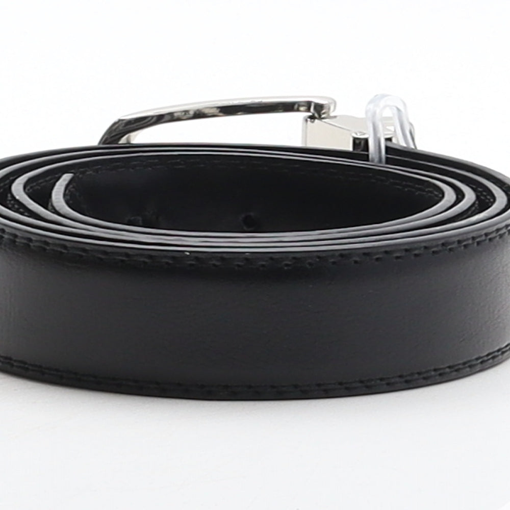 King&Co Mens Black Solid Leather Dress Belt Belt Size L
