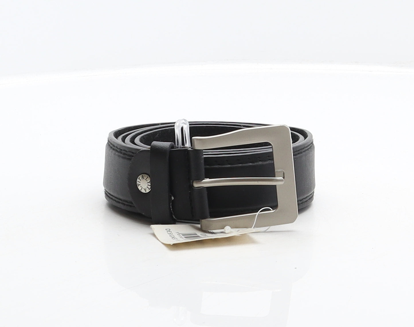 Aavalia Mens Black Solid Polyester Dress Belt Belt Size XL