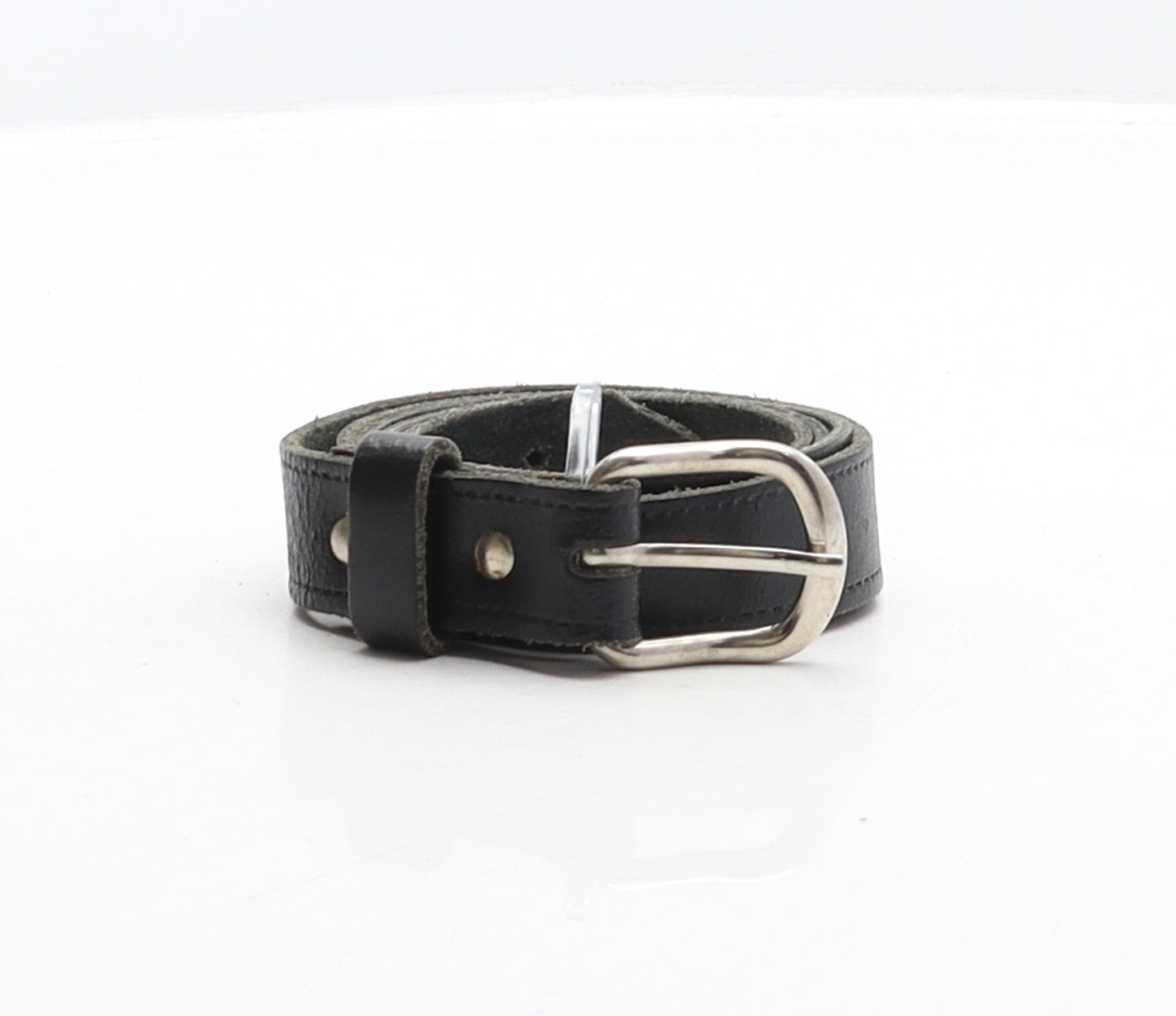 Preworn Mens Black Solid Leather Dress Belt Belt One Size