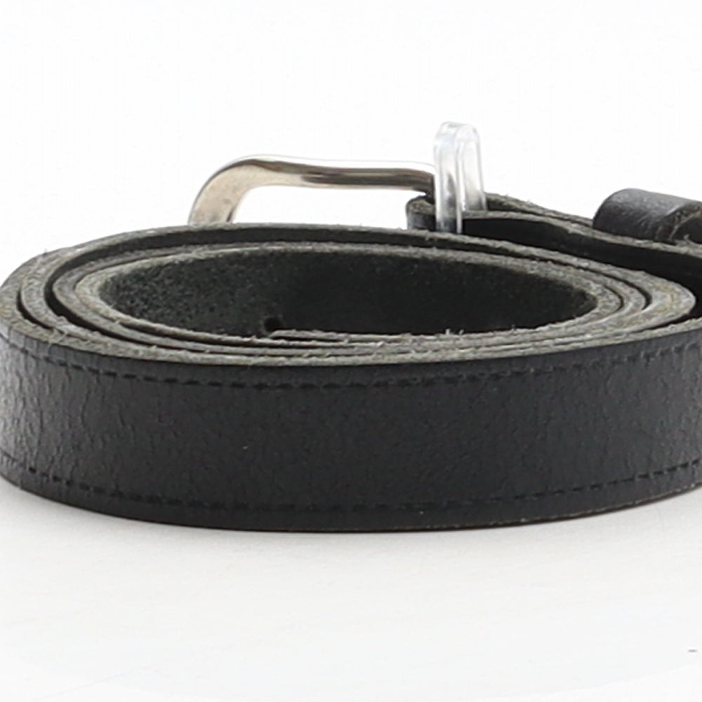 Preworn Mens Black Solid Leather Dress Belt Belt One Size