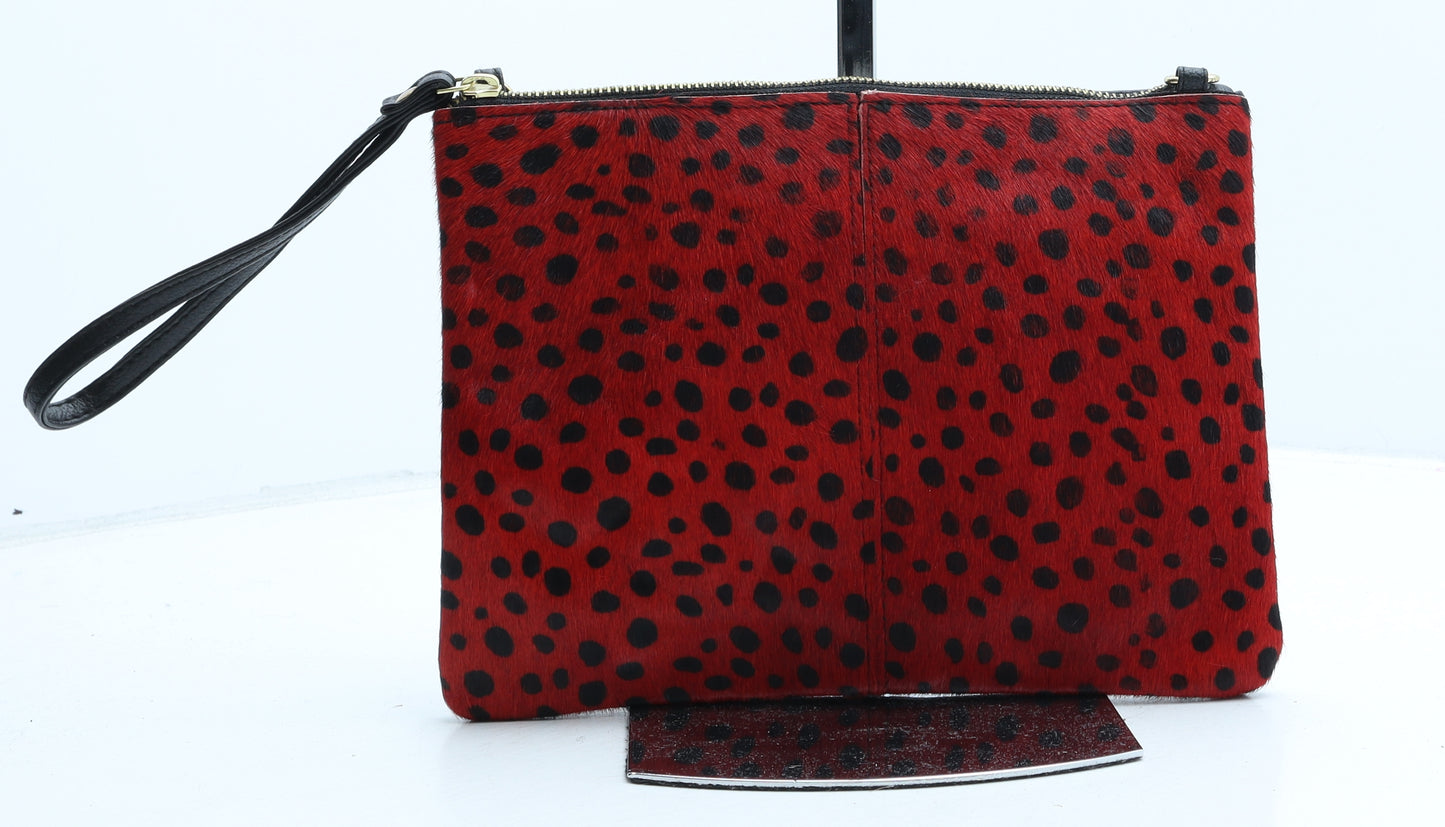 Matalan Womens Racing Green Animal Print Leather Clutch Size Small - Leopard print