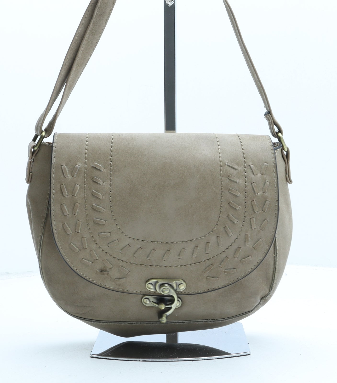 New Look Womens Beige PVC Crossbody Size Small