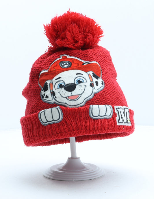 Nutmeg Boys Red Acrylic Bobble Hat One Size - Paw Patrol