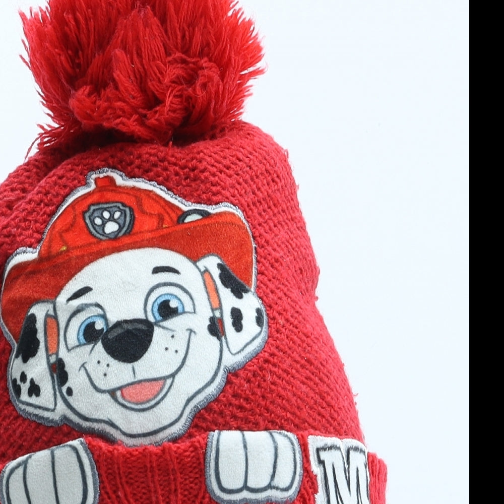 Nutmeg Boys Red Acrylic Bobble Hat One Size - Paw Patrol