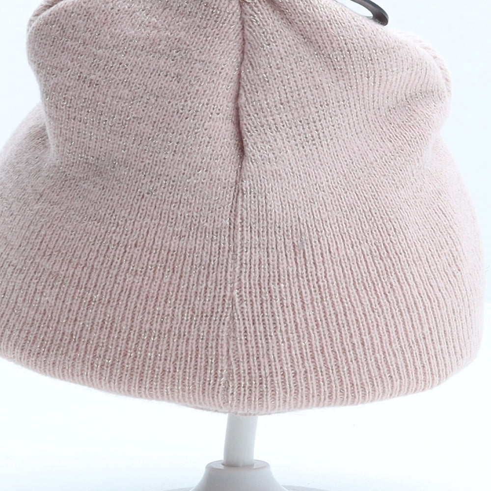 H&M Girls Pink Acrylic Beanie One Size - Butterfly