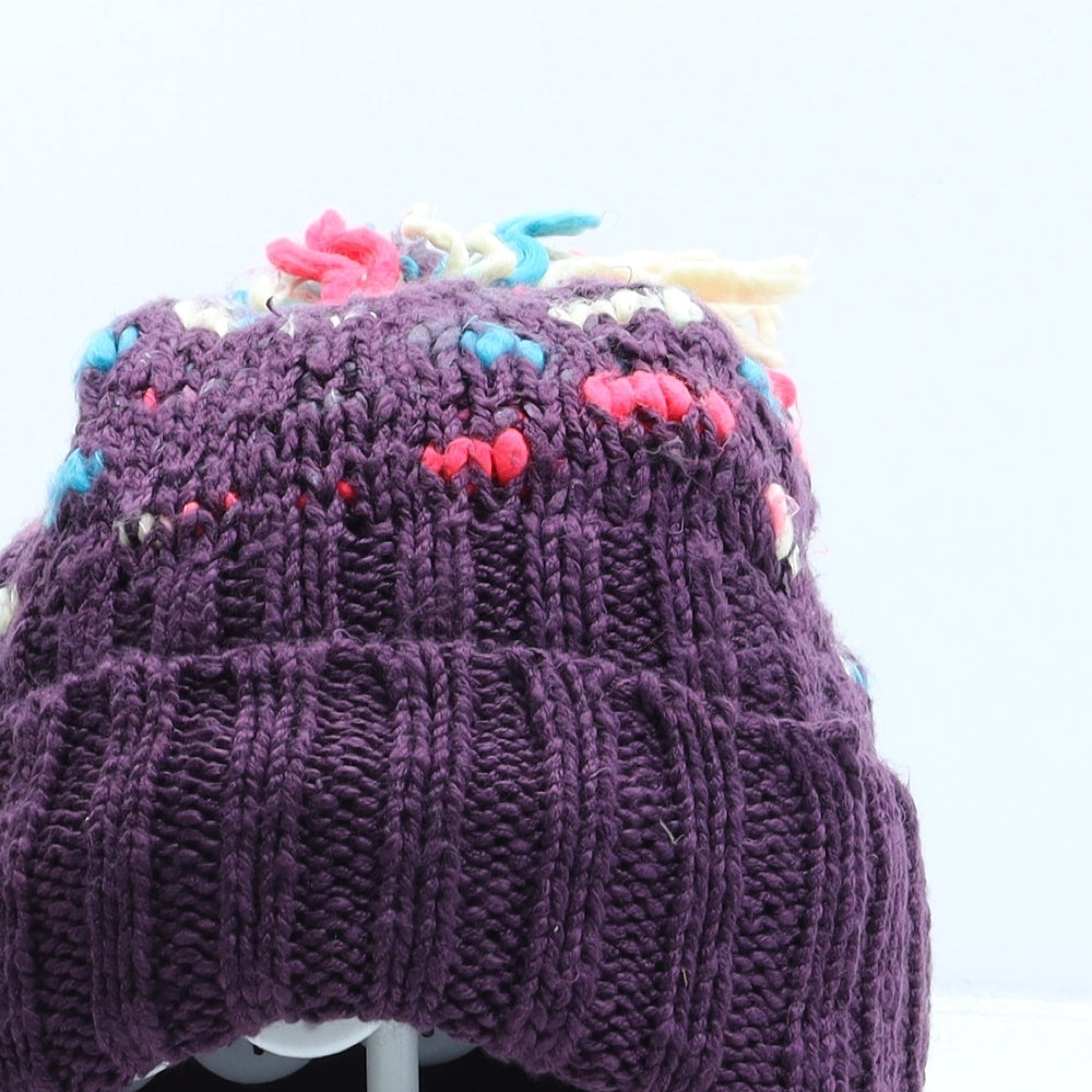 DECATHLON Womens Purple Acrylic Bobble Hat One Size