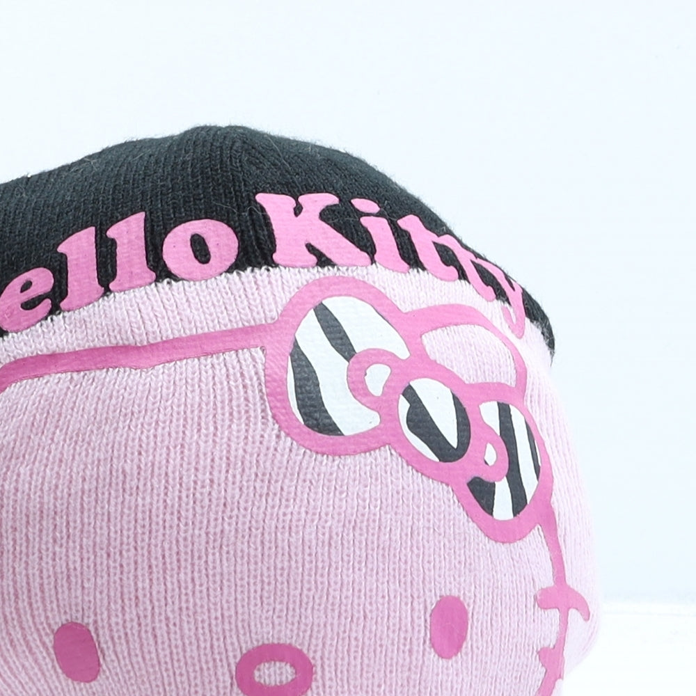 Hello Kitty Girls Pink Acrylic Beanie One Size