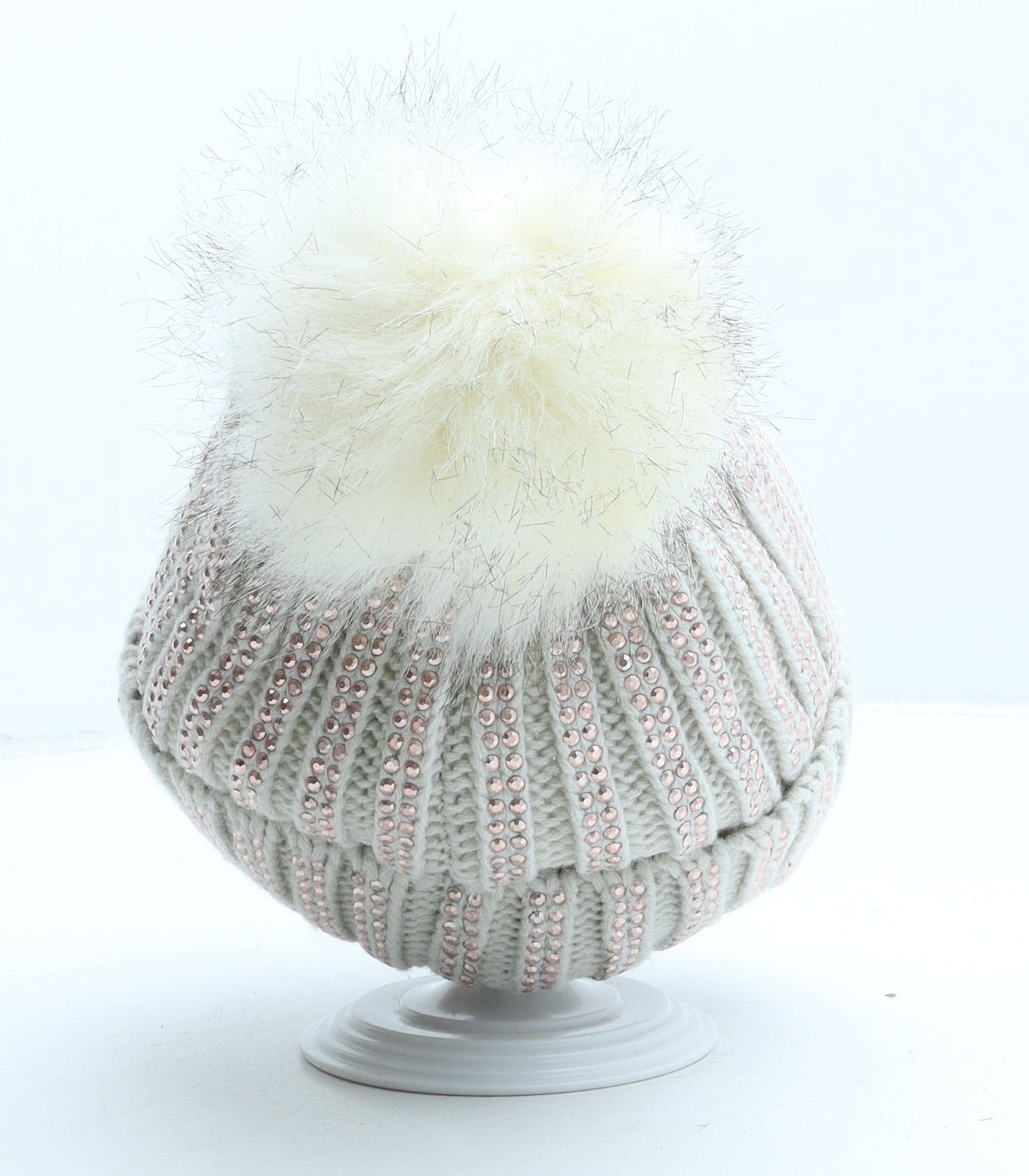 New Look Womens Beige Acrylic Bobble Hat One Size
