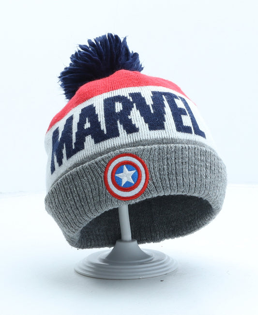 George Boys Multicoloured Striped Acrylic Bobble Hat One Size - Avengers