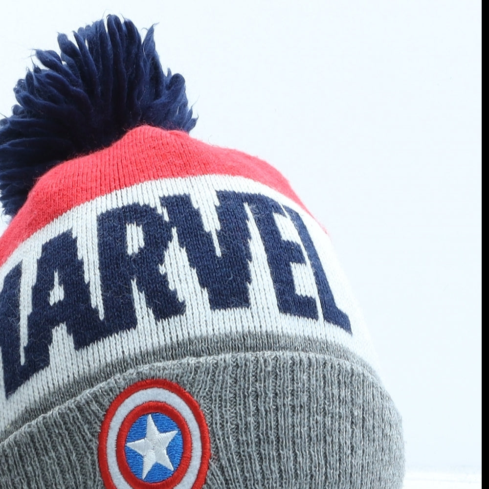 George Boys Multicoloured Striped Acrylic Bobble Hat One Size - Avengers