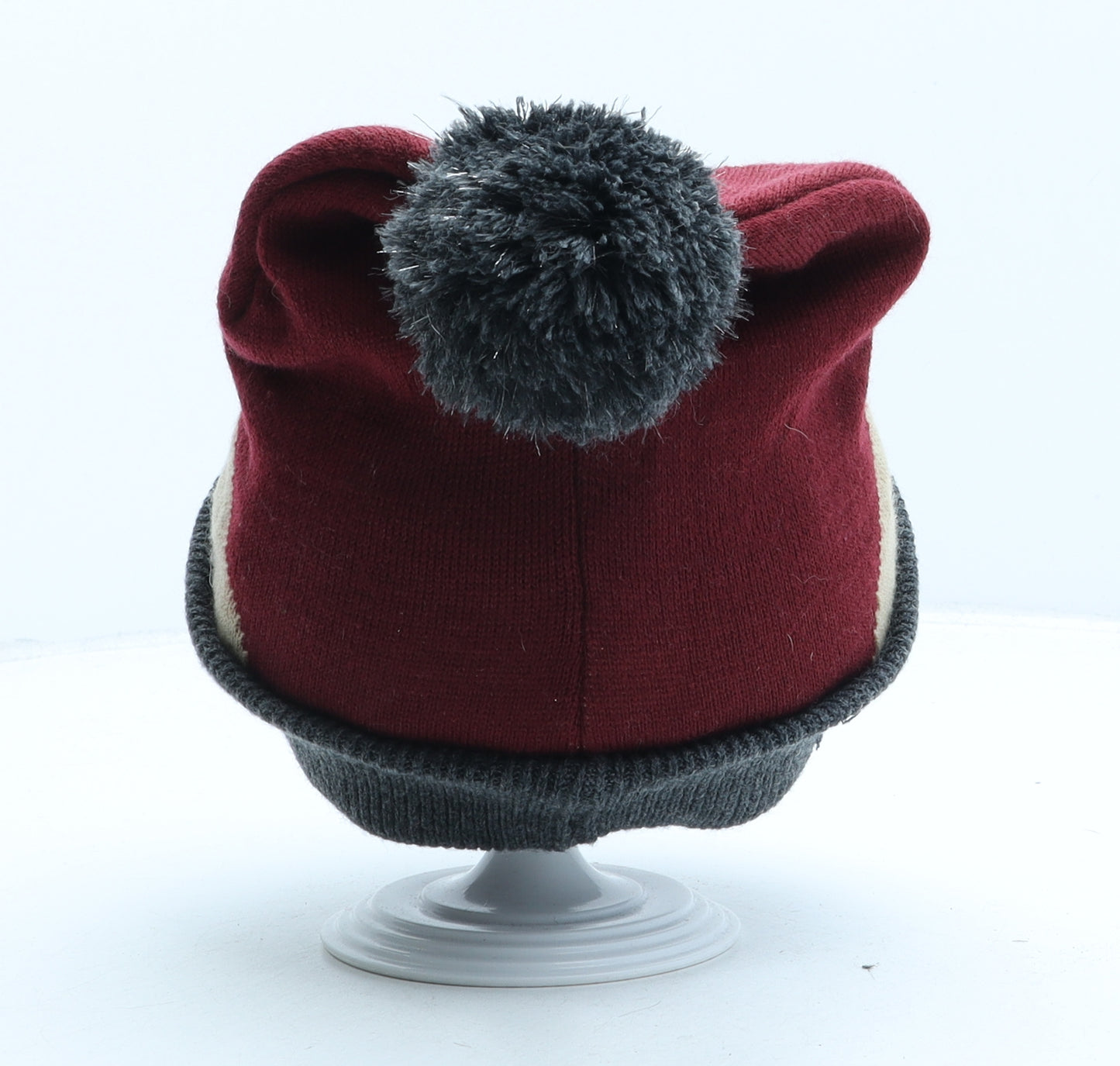 H&M Boys Red Acrylic Bobble Hat One Size - Reindeer