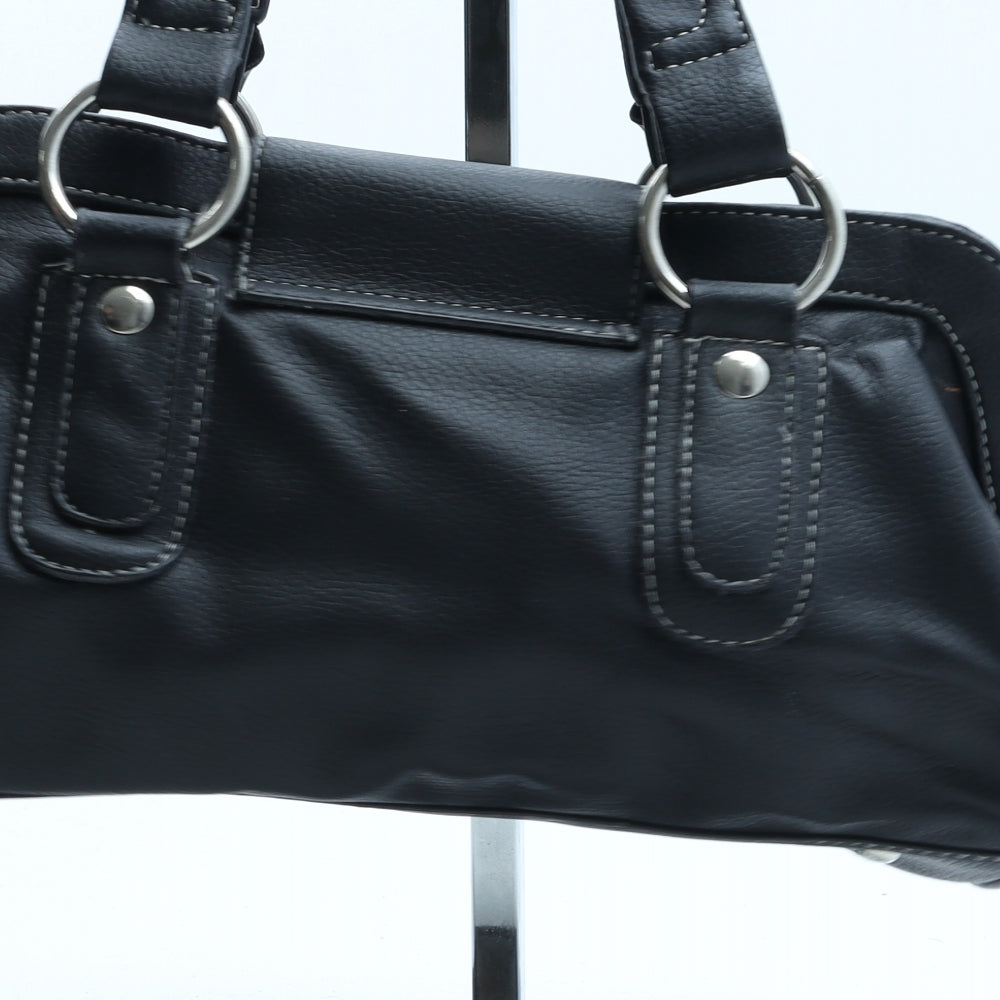 Preworn Womens Black Polyurethane Top Handle Bag Size Small