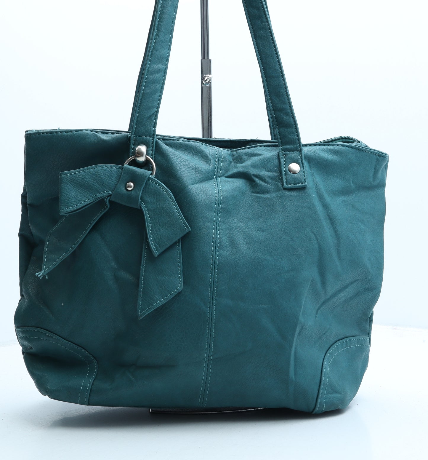 Preworn Womens Green Polyurethane Top Handle Bag Size Large