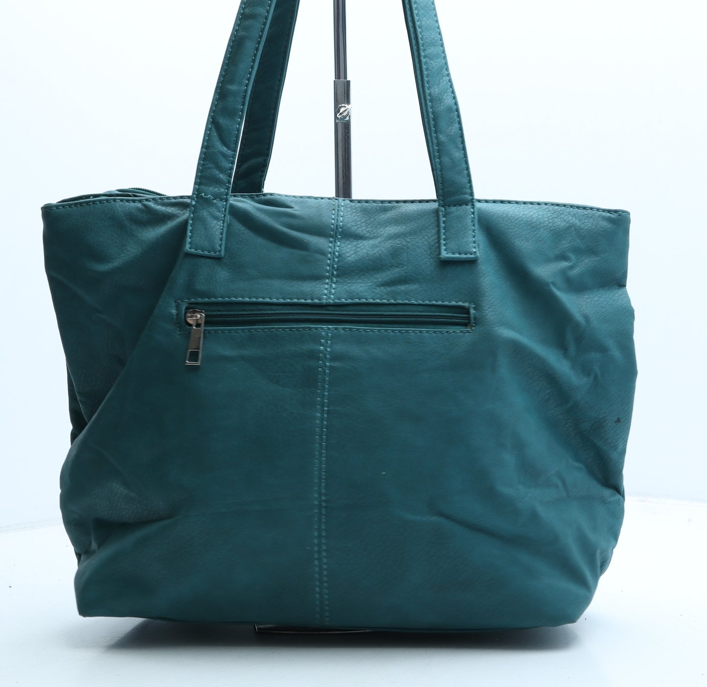 Preworn Womens Green Polyurethane Top Handle Bag Size Large