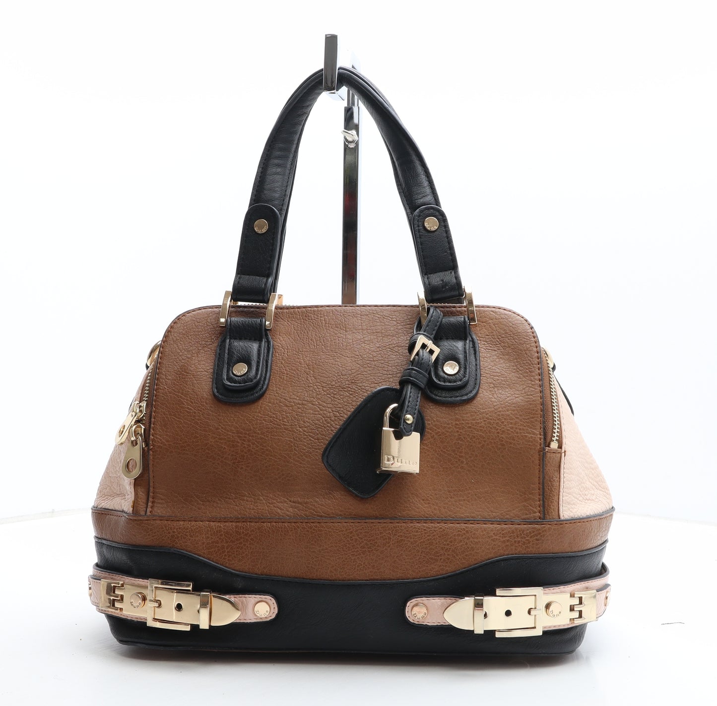 Dune Womens Brown Colorblock Polyethylene Top Handle Bag Size Medium